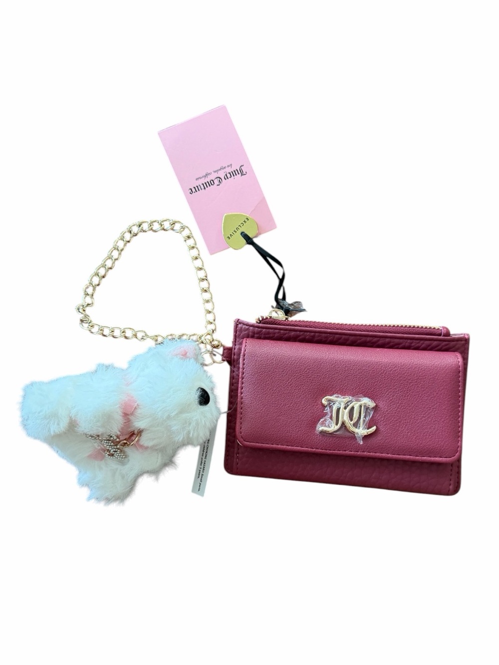 Juicy Couture Burgundy Wallet with Gold Accents & Plush Charm